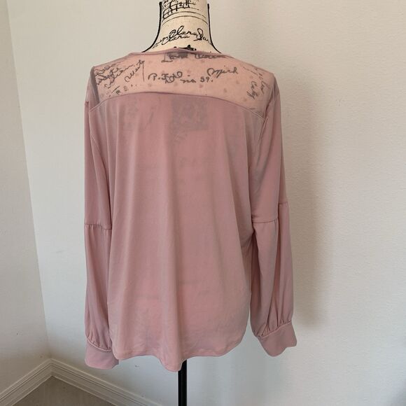 Adrianna Papell Pink Long Sleeve Blouse XL - Picture 2 of 6
